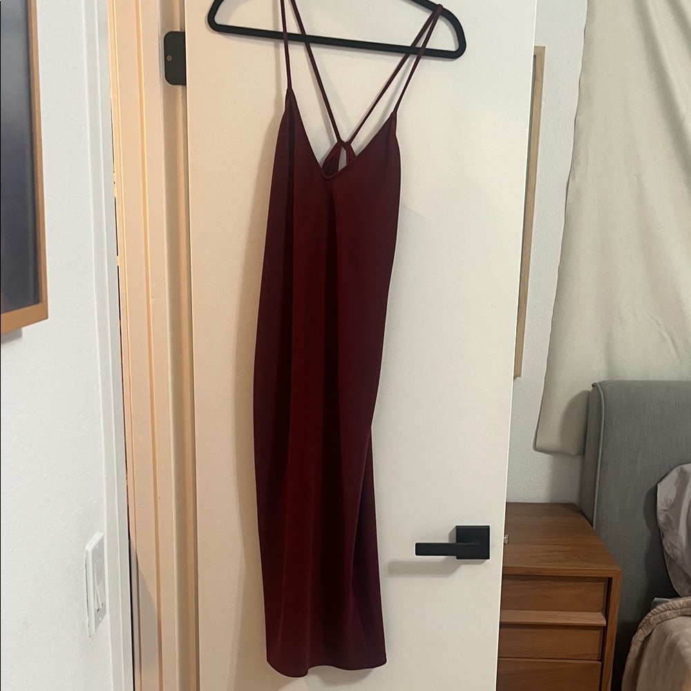 Privacy Please Burgundy Backless Dress